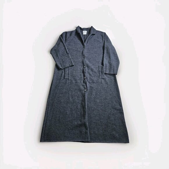 Laurel Cardigan Women 36 Gray Long Buttons LS Virgin Wool Luxury Timeless Pocket - Picture 9 of 13